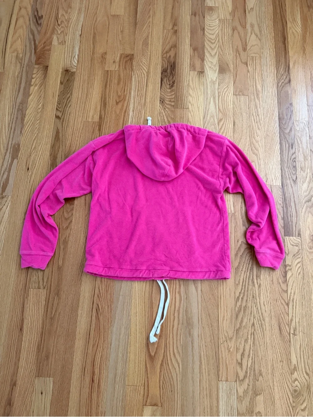 J.Crew Weekend Pink Towel Terry Pullover Hoodie, Size Large
